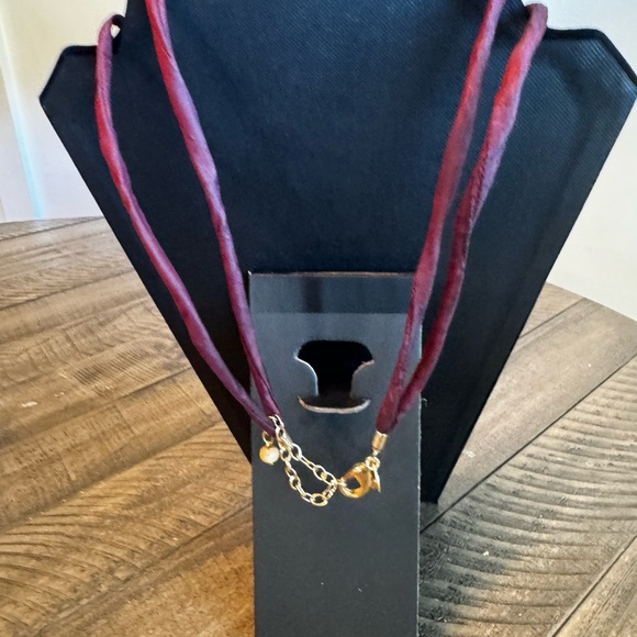 Chicos Tribal Boho Multi-Color Copal Beads Necklace Statement Goldtone Cord - Picture 5 of 11